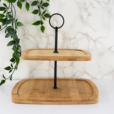 2 Tier Wooden Serving Stand by Geezy - UKBuyZone