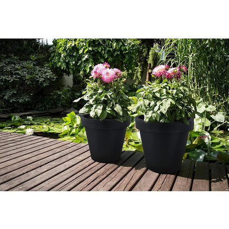 GEEZY Anthracite Round Flower Planter 26 cm