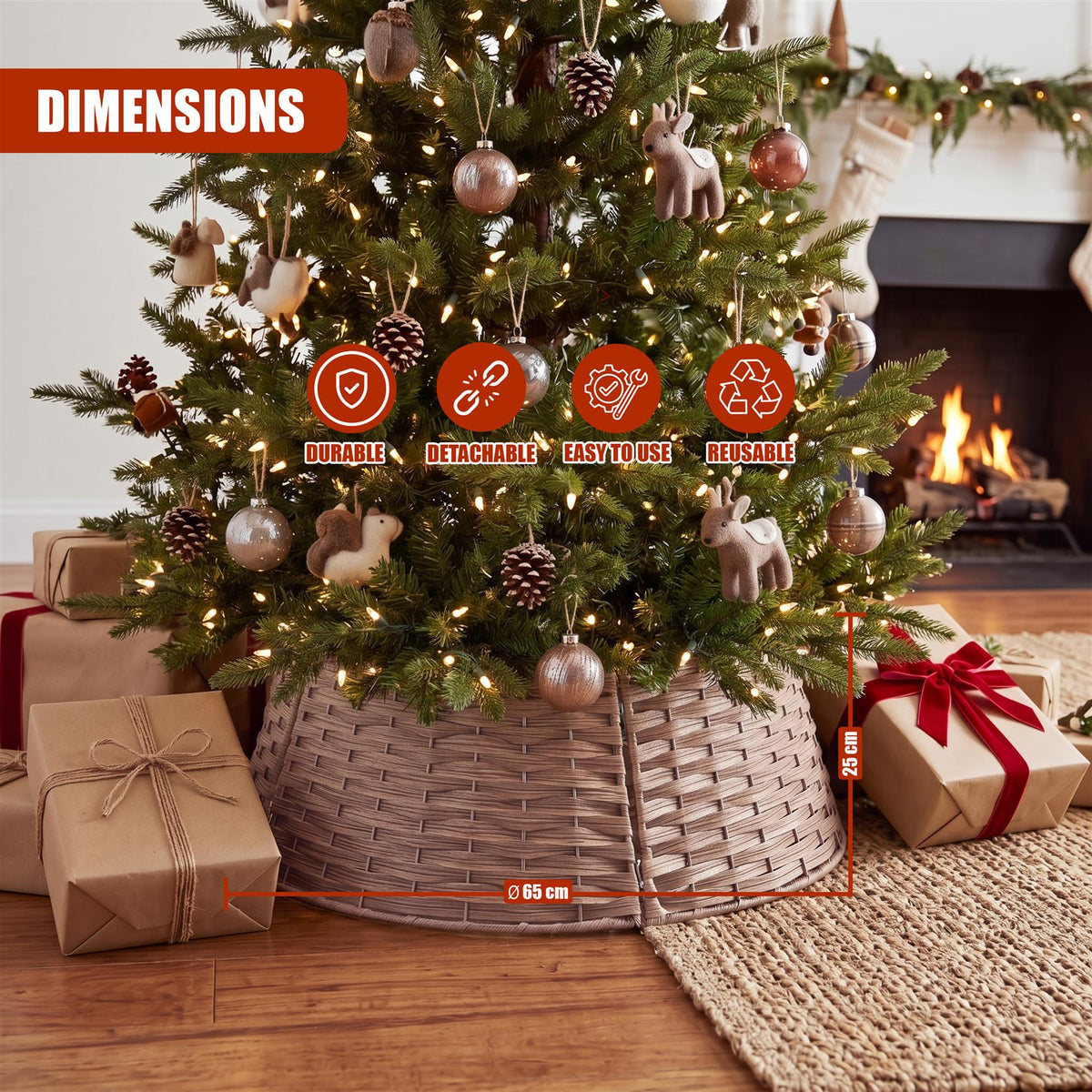Natural Brown Christmas Tree Skirt 26"