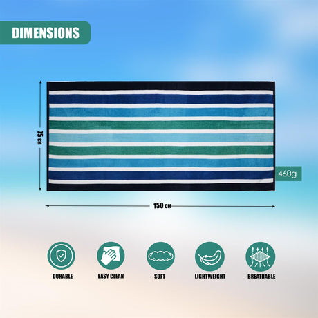 Velour Striped Beach Towel Midnight Oasis by GEEZY - UKBuyZone