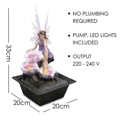 Fairy Water Feature Indoor With LED by GEEZY - UKBuyZone