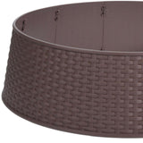 Brown Christmas tree skirt with a basket weave pattern and snap-together panels
