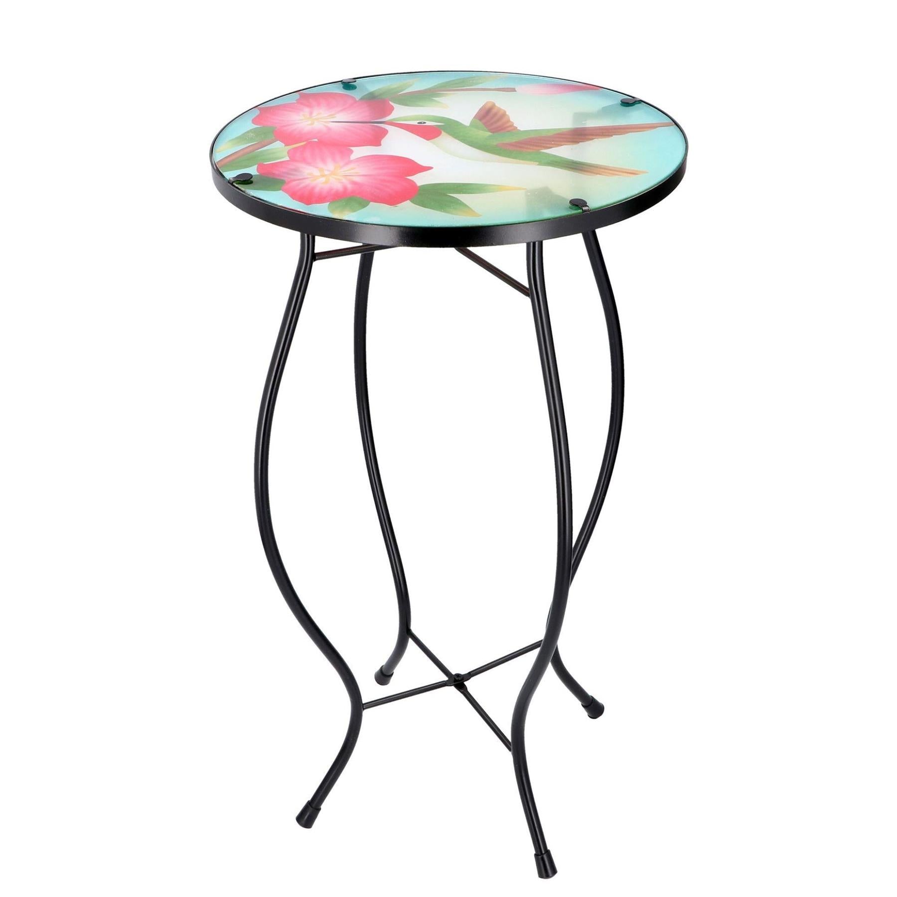 Round Side Garden Mosaic Table With Colibri Design by GEEZY - UKBuyZone