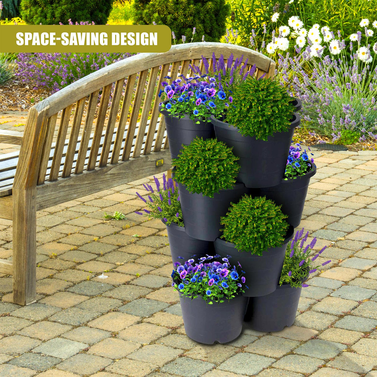 Set of 4 Trio Stackable Flower Pots by GEEZY - UKBuyZone