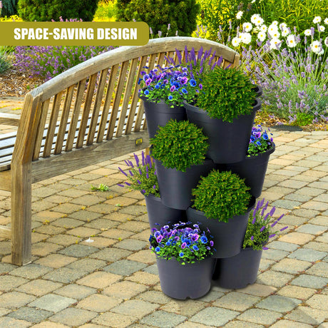 Set of 4 Trio Stackable Flower Pots by GEEZY - UKBuyZone