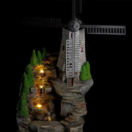 Windmill Water Feature Outdoor With LED by GEEZY - UKBuyZone