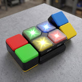 Modular puzzle showing distinct colored sections including red, green, blue, and yellow pieces.
