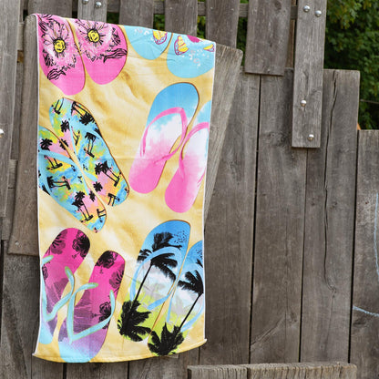 Beach Bath Towel Flip Flop Design Microfibre Towel by GEEZY - UKBuyZone