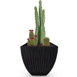 Large Charcoal Black Lotus Square Planter