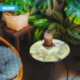 Round Side Mosaic Table With Peacock Design by GEEZY - UKBuyZone