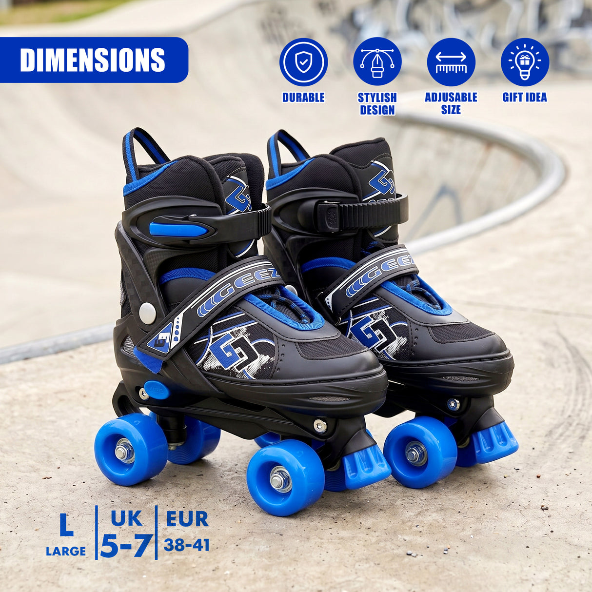 Blue & Black Kids Adjustable Roller Skates