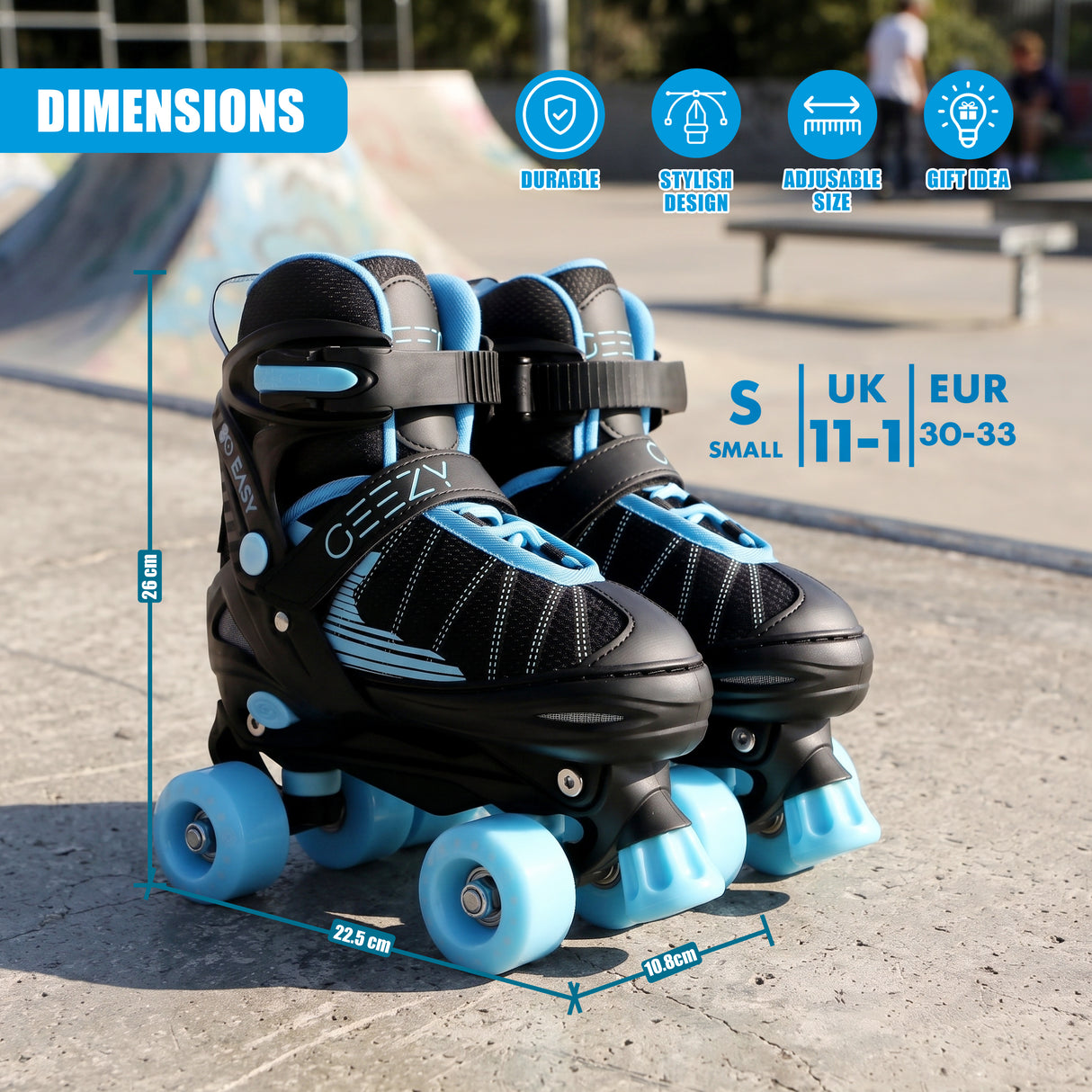 Blue Kids Adjustable Roller Skates