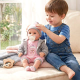 Baby Girl Doll With Dummy & Sounds Grey