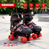 Black & Red Kids Adjustable Roller Skates