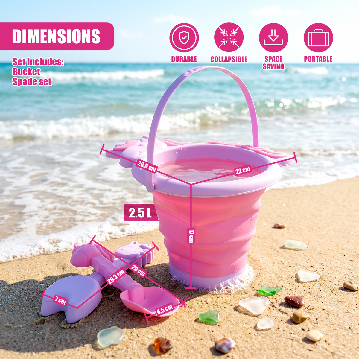 Collapsible Beach Bucket & Spade Sets