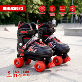 Black & Red Kids Adjustable Roller Skates
