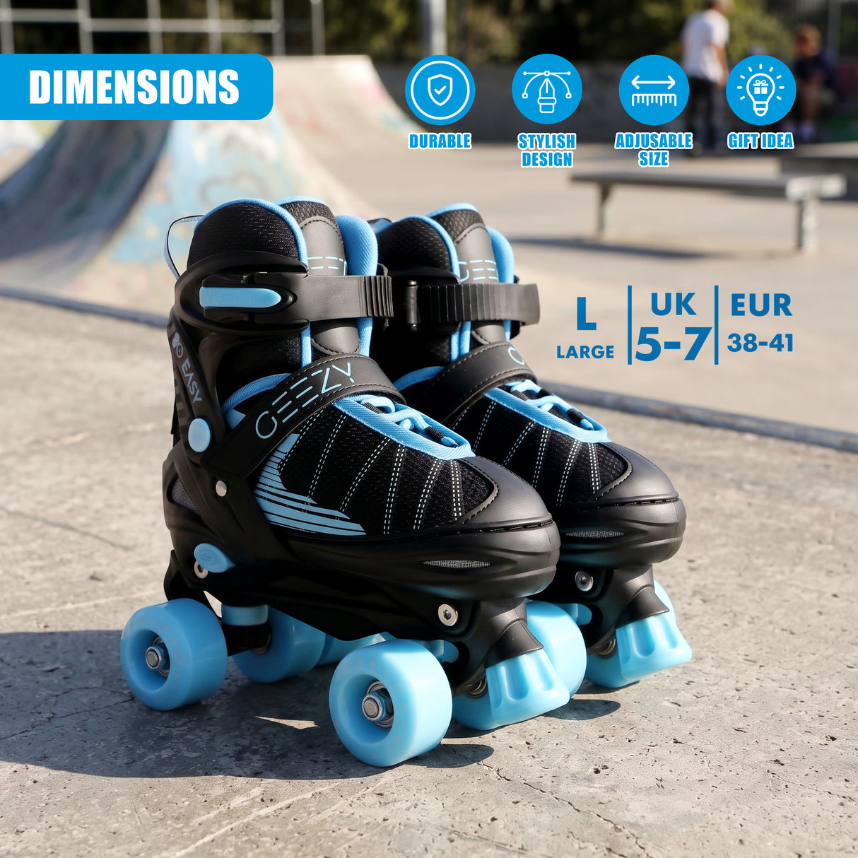 Blue Kids Adjustable Roller Skates