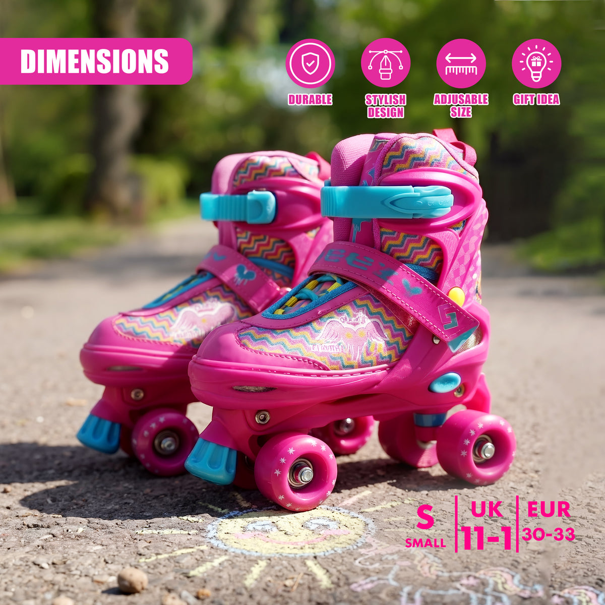 Pink Kids Adjustable Roller Skates