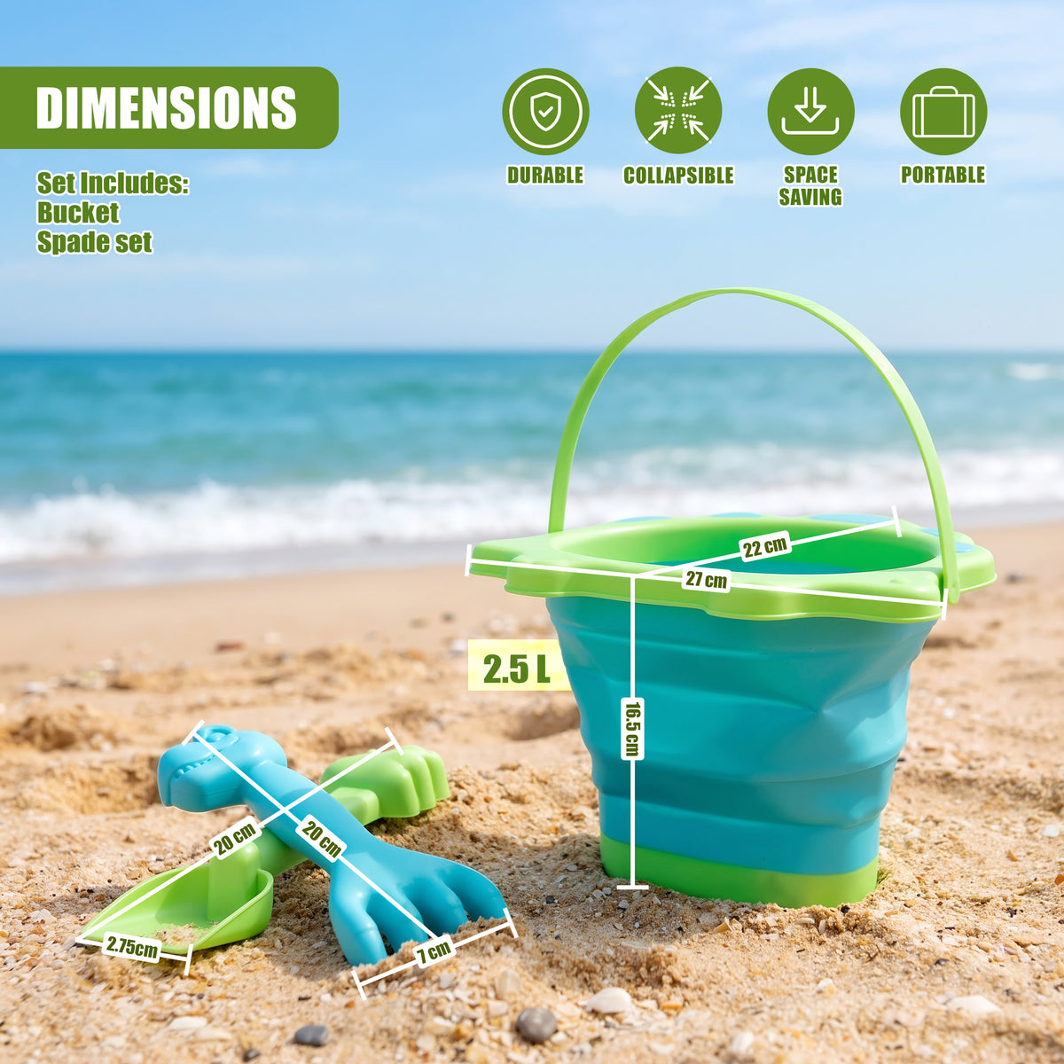Collapsible Beach Bucket & Spade Sets