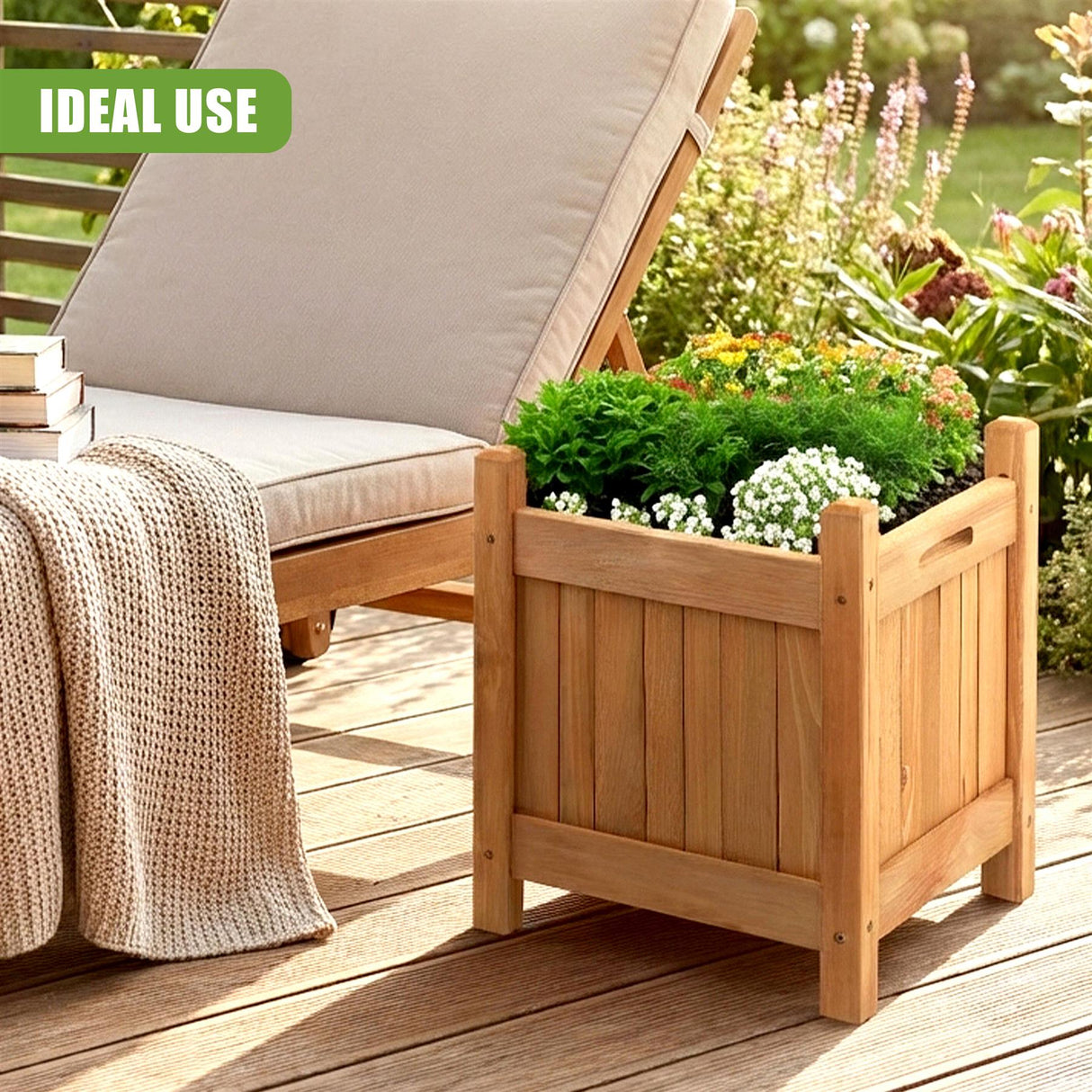 Wooden Planters Square Set of 2