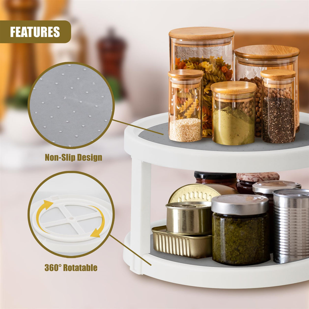 2 Tier Rotating Spice Rack 25cm
