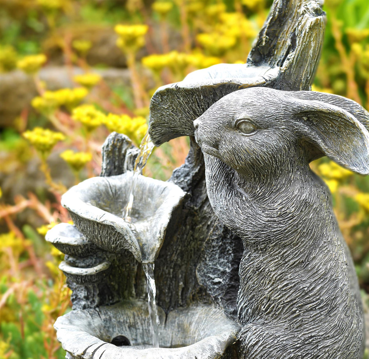 Rabbit Solar Water Feature Outdoor With LED by GEEZY - UKBuyZone