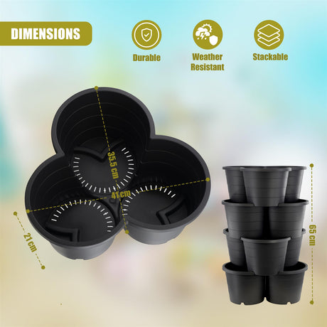 Set of 4 Trio Stackable Flower Pots by GEEZY - UKBuyZone