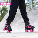 Black & Pink Kids Adjustable Roller Skates