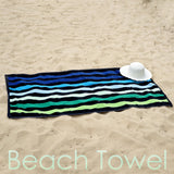 Velour Striped Beach Towel Blue Oasis