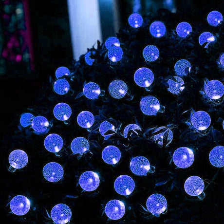 White & Blue Led String Lights In Crystal Balls Design by GEEZY - UKBuyZone