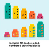 Visible set of colorful, double-sided stacking blocks numbered one through five.