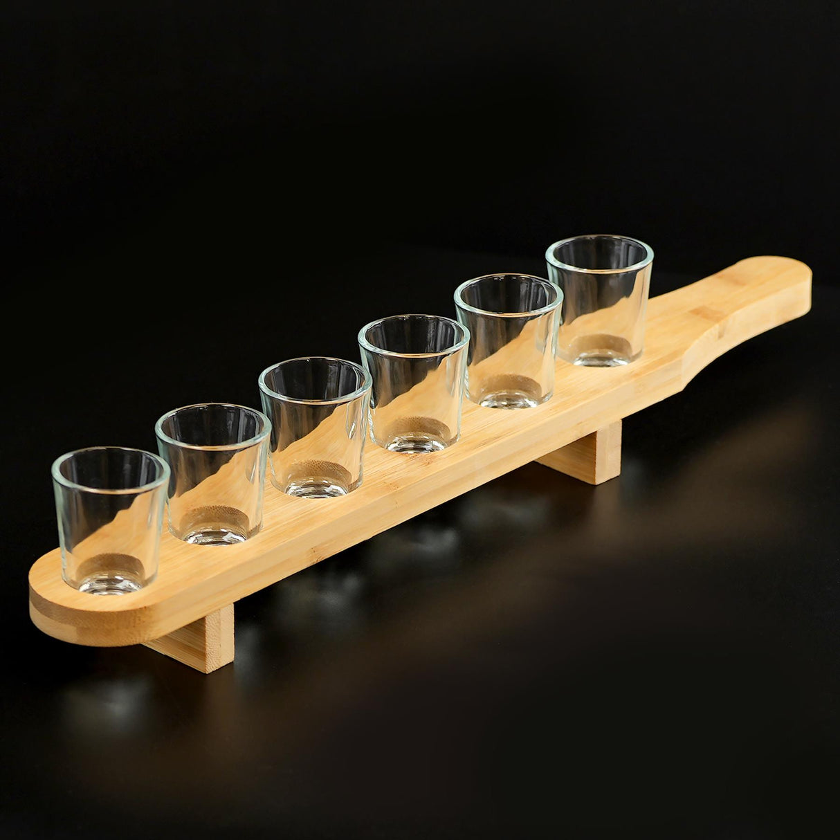 GEEZY Set of 6 Shot Glasses with Wooden Holder - 40ml