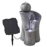 Solar Water Feature with Sphere on Top & LED Lights
