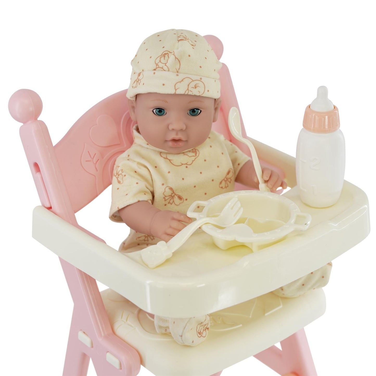 Baby Doll with Feeding High Chair & Accessories by BiBi Doll - UKBuyZone