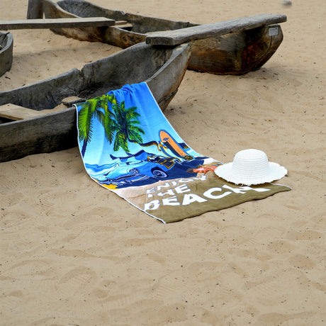 Enjoy The Beach Design Large Towel by Geezy - UKBuyZone