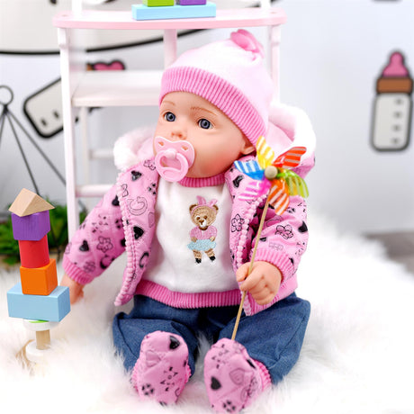 Neon Pink Bibi Baby Doll Toy With Dummy & Sounds by BiBi Doll - UKBuyZone