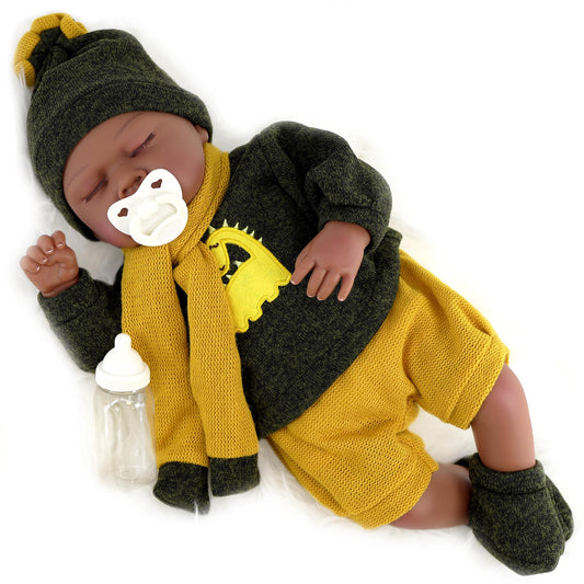 BiBi Black Doll Reborn Ethnic Sleeping Boy "Glorio" (50 cm / 20") by BiBi Doll - UKBuyZone