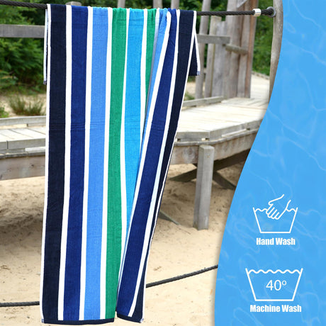 Velour Striped Beach Towel Midnight Oasis by GEEZY - UKBuyZone