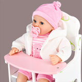 "Babi doll high chair, pastel pink with white polka dots and a matching seat" - UKBuyZone
