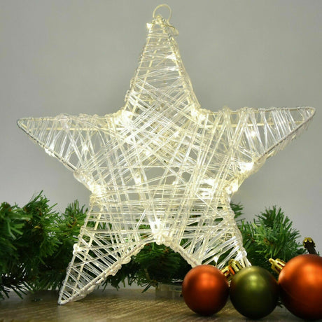 Pre-Lit Led Christmas Star With 30 Warm White Lights & Timer by GEEZY - UKBuyZone