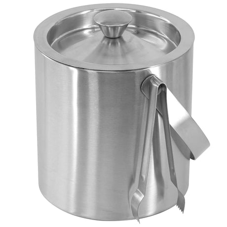 Stainless Steel Ice Bucket With Lid And Ice Tongs by Geezy - UKBuyZone