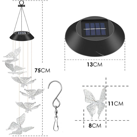 GEEZY Solar Butterfly Wind Chimes LED