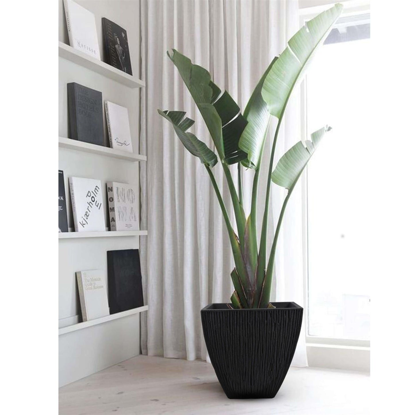Large Anthracite Square Outdoor Flower Pot by GEEZY - UKBuyZone