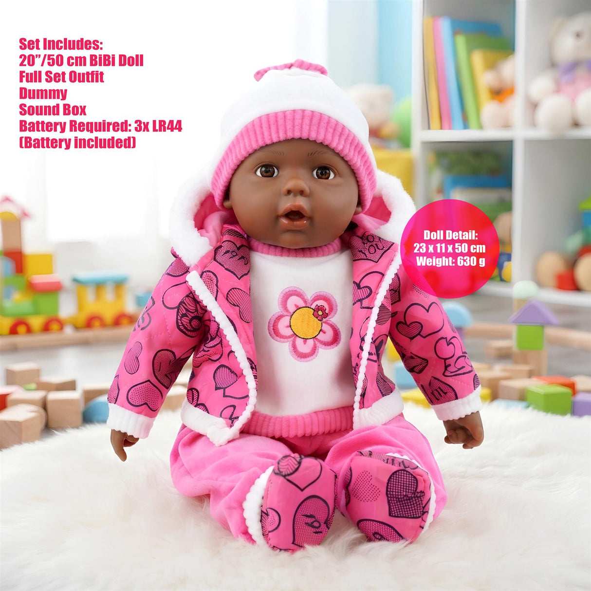 BiBi Black Baby Doll "Sparkle" (50 cm / 20")