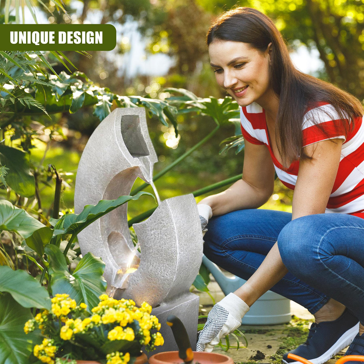 Horn Water Feature Outdoor With LED by GEEZY - UKBuyZone