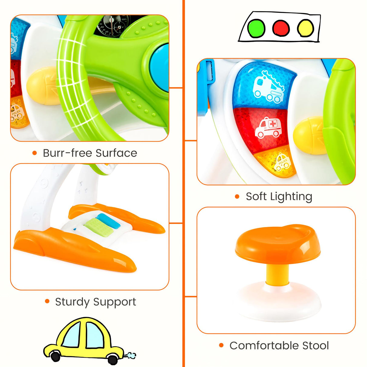Freestanding Electronic Steering Wheel Driving Simulator Toy