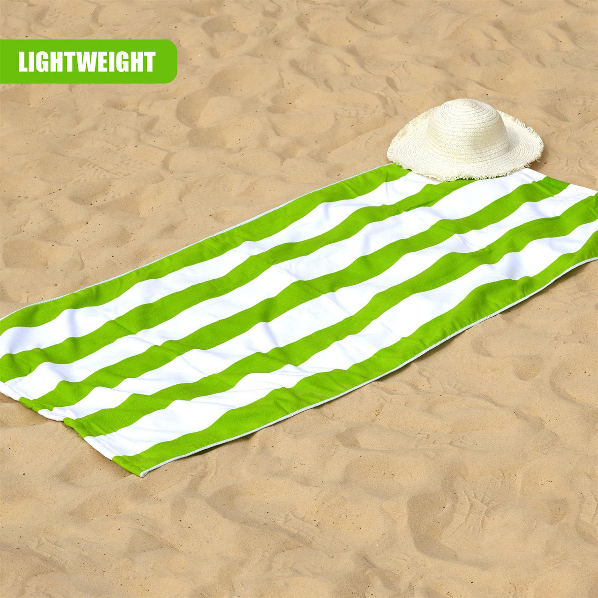 Beach Bath Towel Large Microfibre Green Striped