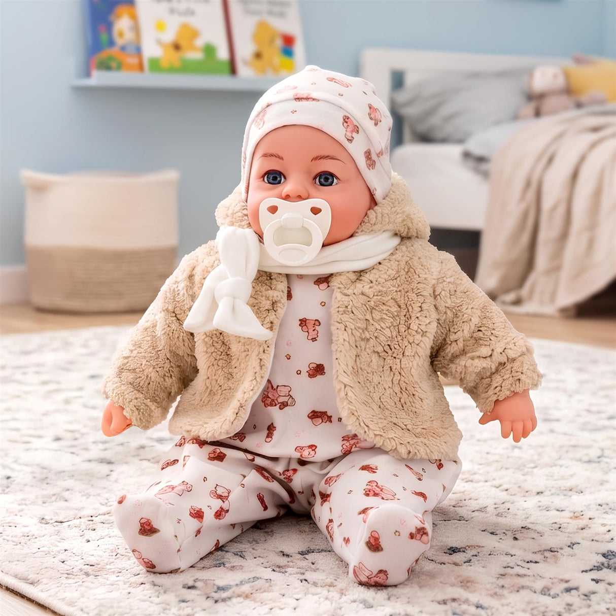 18" Bibi Girl Doll In Beige Coat