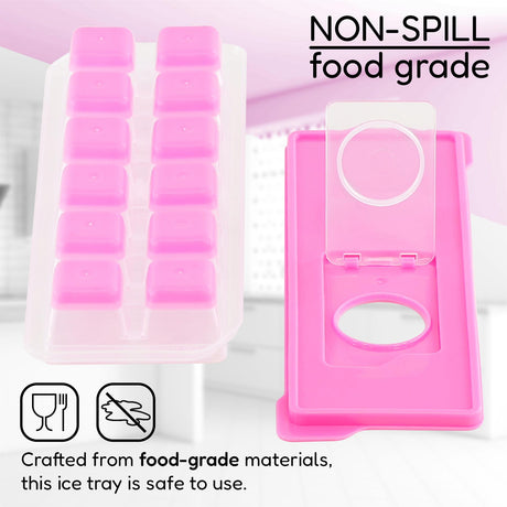 GEEZY 16 Cubes Silicone Ice Cube Tray With Lid