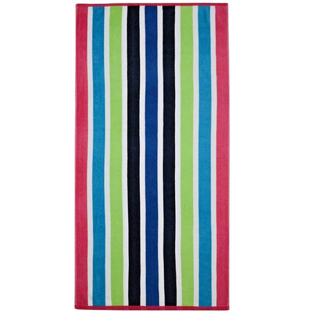 Large Velour Striped Beach Towel (Sanguine) by Geezy - UKBuyZone